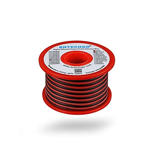 BNTECHGO 24 Gauge Silicone Wire Spool Red and Black Each 25ft 2 Separate Wires Flexible 24 AWG Stranded Tinned Copper Wire - Image 2