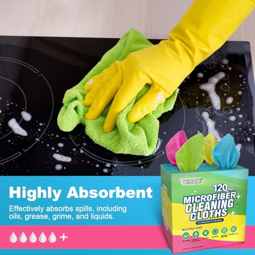 UNIMADE Microfiber Cleaning Cloth, 120 Pack Reusable Paper Towels Microfiber Towels for Cars Lint Free Washable Tissues Shop Rags with Dispenser Box for Home Kitchen Automotive, 11"x 9", Multicolor - Image 3