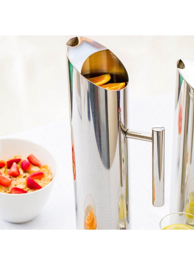 Restaurantware Met Lux 67 Ounce Modern Water Pitcher, 1 Dent-Resistant Metal Drink Pitcher - With Ice Guard, Built-In Handle, Polished Stainless Steel Water Serving Pitcher, For Water Or Iced Tea, - Image 3
