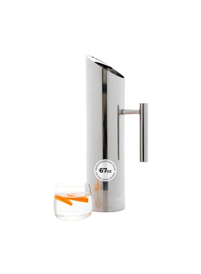 Restaurantware Met Lux 67 Ounce Modern Water Pitcher, 1 Dent-Resistant Metal Drink Pitcher - With Ice Guard, Built-In Handle, Polished Stainless Steel Water Serving Pitcher, For Water Or Iced Tea, - Image 2
