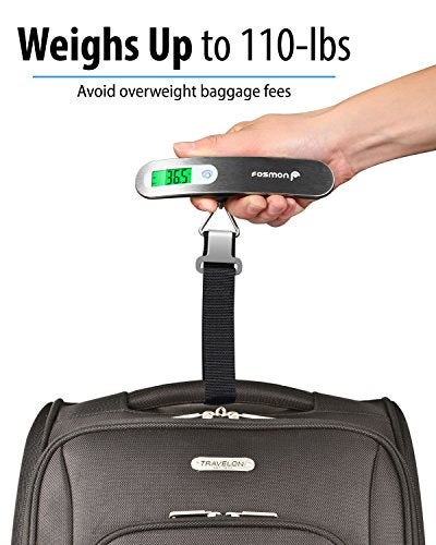Fosmon Digital Luggage Scale, Digitial LCD Display Backlight Baggage Scale with 110lbs Capacity, Portable Stainless Steel Hanging Luggage Weight Scale with Tare Function for Travelers - Silver - Image 2