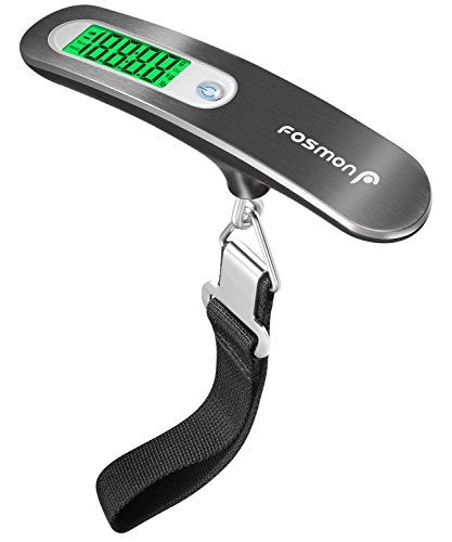 Fosmon Digital Luggage Scale, Digitial LCD Display Backlight Baggage Scale with 110lbs Capacity, Portable Stainless Steel Hanging Luggage Weight Scale with Tare Function for Travelers - Silver - Image 1
