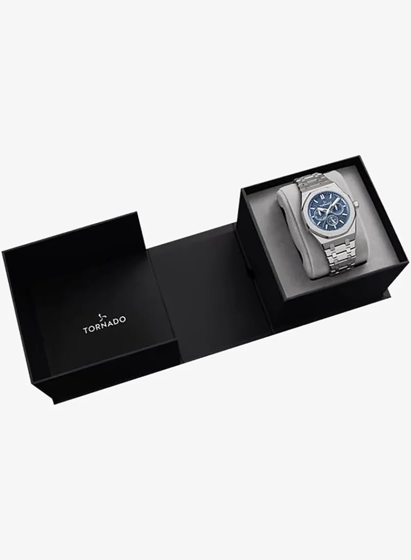 Tornado  Tornado Aurora Men's Miyota 6P29 Movement Watch, Multi Function Display and Stainless Steel Brushed Bracelet Strap - T23104-SBSL, Silver for Men | Best Price UAE