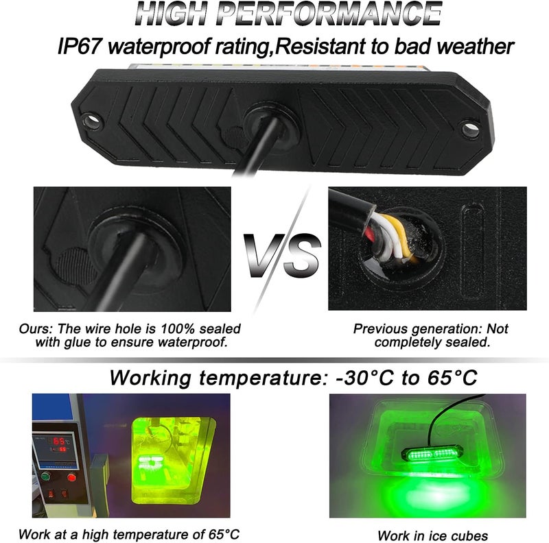 ASPL 8pcs Ultra Slim 12-LED Green Surface Mount Strobe Lights for Vehicles - Image 3