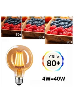 HUA QIANG WANG Vintage E27 Edison Bulbs LED Light Bulbs 40W Equivalent,2200K Warm White,Antique Amber Glass Decorative Bulbs,G95 4W LED Filament Bulbs,Pack of 6,Yellow Light  - Image 3