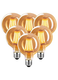 HUA QIANG WANG Vintage E27 Edison Bulbs LED Light Bulbs 40W Equivalent,2200K Warm White,Antique Amber Glass Decorative Bulbs,G95 4W LED Filament Bulbs,Pack of 6,Yellow Light  - Image 1