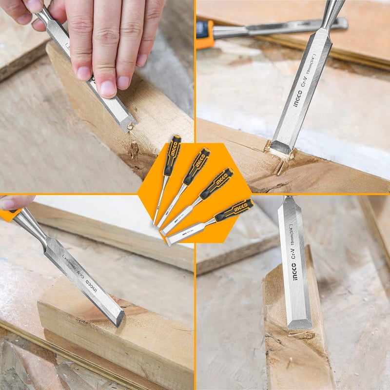 INGCO INGCO 4 PCS Wood Chisel Set Woodworking Carpenter Carving 6121925mm - Image 5