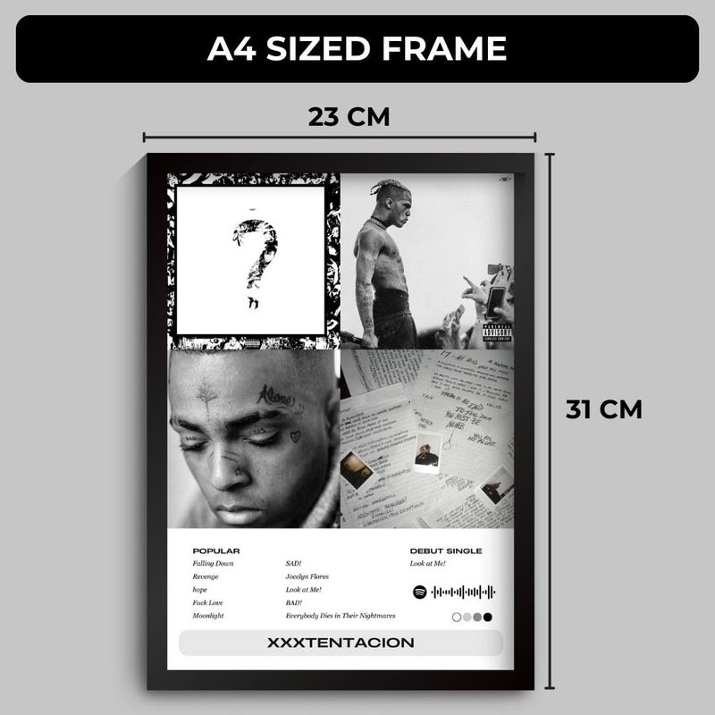 Funk You Store XXXTENTACION Poster | Framed A4 Poster | SAD!, Moonlight, Changes | 31 x 23 cm | Sleek Aesthetic Frame for Wall, Room Decor, Gifting, Study Table (XXXTENTACION) - Image 2
