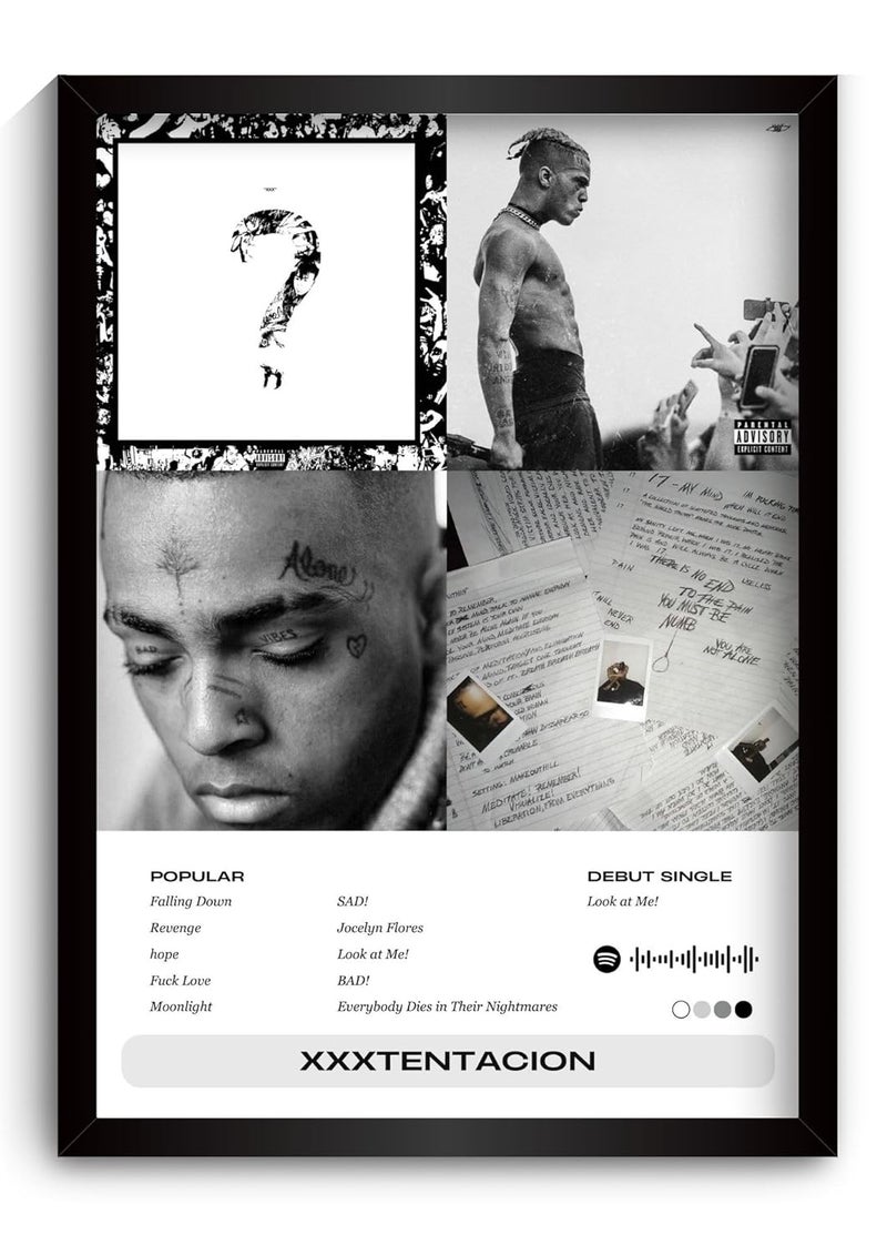 Funk You Store XXXTENTACION Poster | Framed A4 Poster | SAD!, Moonlight, Changes | 31 x 23 cm | Sleek Aesthetic Frame for Wall, Room Decor, Gifting, Study Table (XXXTENTACION) - Image 1