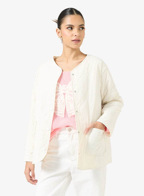 Quilted Pattern Longline Jacket
