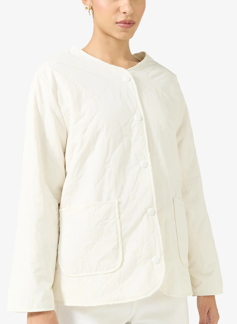 Ginger Quilted Pattern Longline Jacket