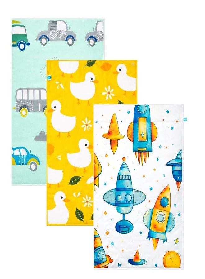 Zikku Waterproof Baby Changing Mat Set of 3 | Soft Cotton Diaper Changing Sheets 60x45 cm | Reusable Newborn Baby Care Mat with TPU Backing (Yellow) - Image 1
