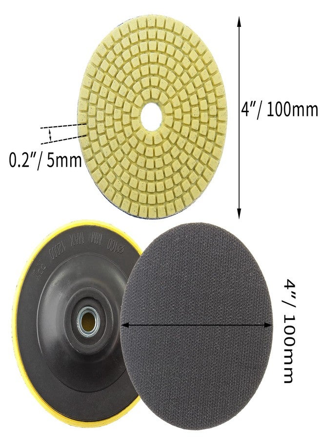 Cionyce 11 Pcs 4 Inch Diamond Polishing Pad Set, 10 Pcs 50 Grit Polishing Grinding Pads with Hook and Loop Backing Holder Pads for Concret Marble Quartz Granite Polishing - Image 2