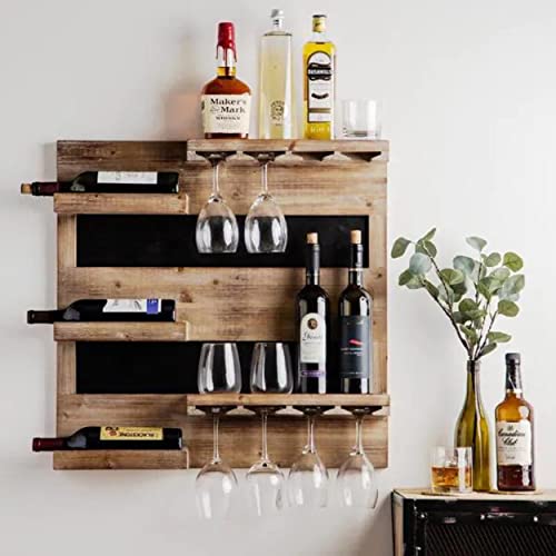 Indigo interiors Jorden Wooden Wall Hanging Design Bar | Bar Cabinets for Home | Mini Bar for Home | Solid Wood Make Wine Storage Cabinet with Glass Hanging Space-Walnut Finish (Lichhu) - Image 1