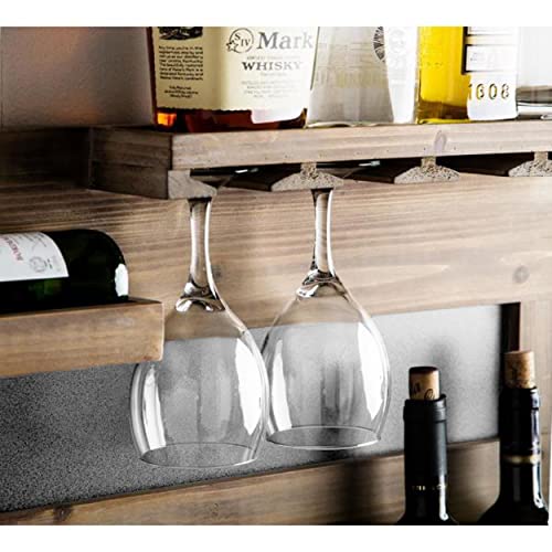 Indigo interiors Jorden Wooden Wall Hanging Design Bar | Bar Cabinets for Home | Mini Bar for Home | Solid Wood Make Wine Storage Cabinet with Glass Hanging Space-Walnut Finish (Lichhu) - Image 4