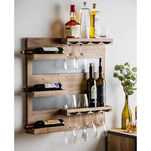 Indigo interiors Jorden Wooden Wall Hanging Design Bar | Bar Cabinets for Home | Mini Bar for Home | Solid Wood Make Wine Storage Cabinet with Glass Hanging Space-Walnut Finish (Lichhu) - Image 3