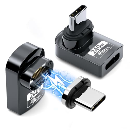 DuHeSin USB C Magnetic Adapter 240W (2 Pack) Right Angle Magnetic USB C Adapter 24 Pins with USBC 4 40Gbps 8K 60Hz for Thunderbolt 3/4, MacBook Pro/Air, Swtich and More Type C Devices - Image 1