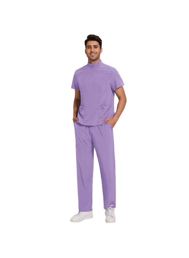 NIBEMINENT Scrubs Medical Uniform Solid Color Workwear Unisex Elastic Breathable Nurse Uniform Doctor Clinic Hospital Accessories Men Women - Image 1