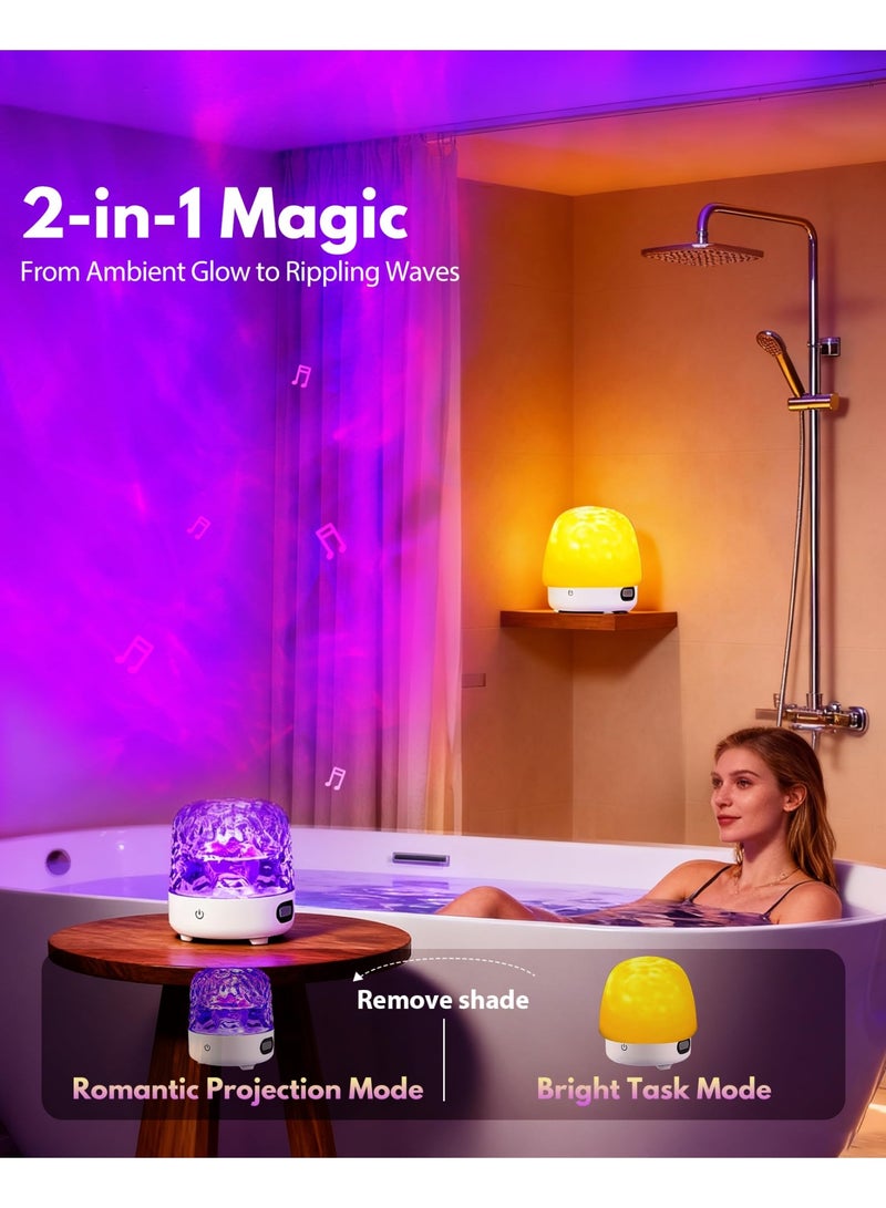 Shower Waterproof Bathroom LED 16 Colors Ocean Wave Lamp, Rechargeable Bath Mood Light with Remote Touch Control, Aurora Ambient Lighting Projector with White Noise Speaker for Bathroom Bathtub, Bedside - Image 4