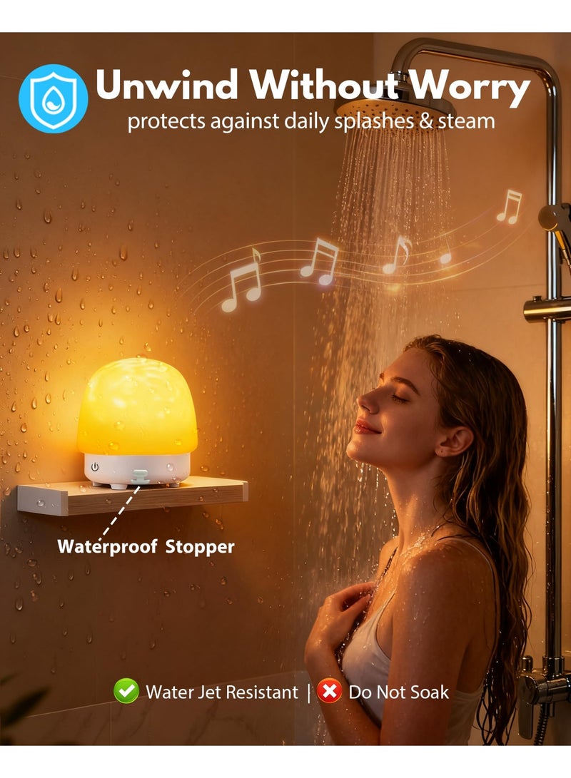 Shower Waterproof Bathroom LED 16 Colors Ocean Wave Lamp, Rechargeable Bath Mood Light with Remote Touch Control, Aurora Ambient Lighting Projector with White Noise Speaker for Bathroom Bathtub, Bedside - Image 3