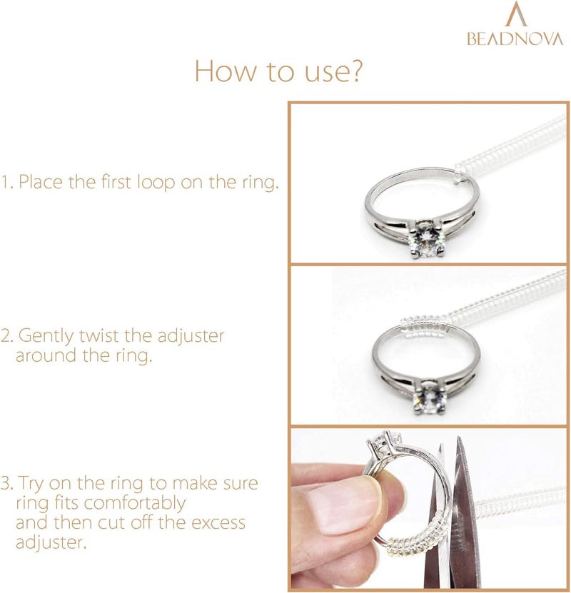 BEADNOVA Ring Sizer Ring Guard Adjuster for Loose Spacer Clear Resizer Tightener 3 Sizes 15pcs - Image 4