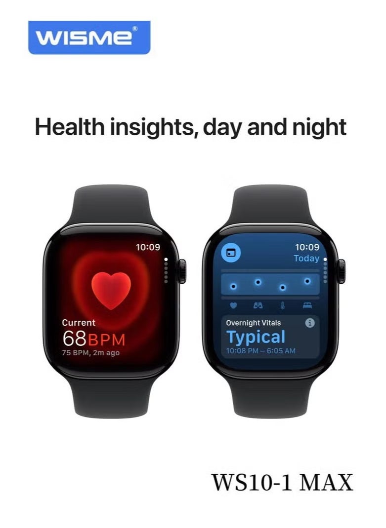 WISME WS10-1 MAX Multi-Functional Smartwatch with 7 Pairs of Straps and Charging Cable – Stylish & Versatile Smartwatch for Ladies and Gents, Black  - Image 4