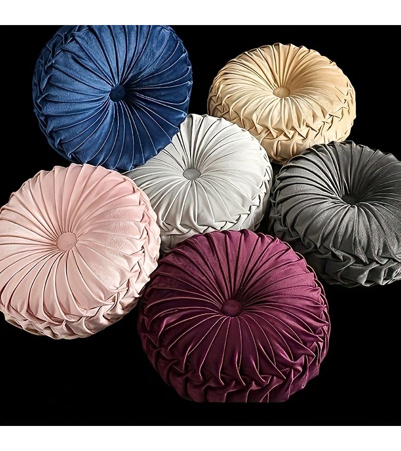 Pink Soft Velvet Pillow Cushion 13.78 Inch Round Throw for Sofa Bed - Image 2