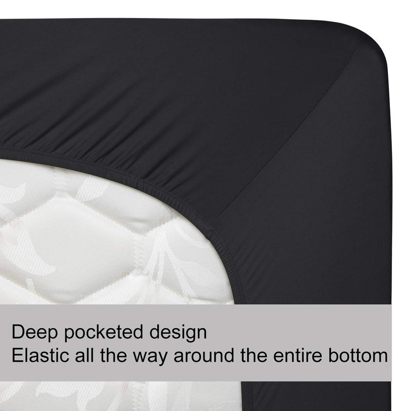 N&Y HOME Stretch Full Size Fitted Sheet Only - 4-Way Stretchy Jersey Knit  Cozy T-Shirt Soft  Wrinkle Free  Snug Fit & Stay in Place  No More Slipping Off for Mattress (Deep: 5""-16"") - Dark Gray  Full  - Image 5