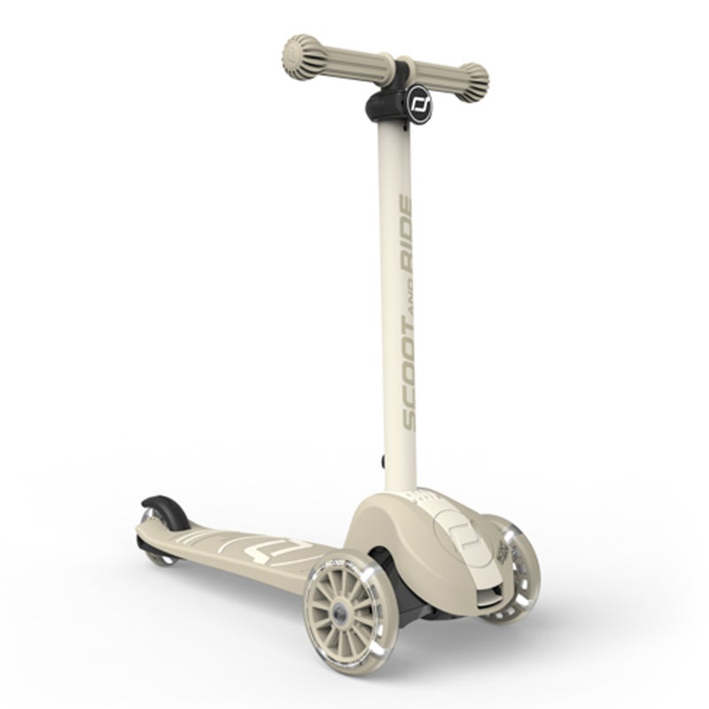 SCOOT AND RIDE Highwaykick 3S LED Ash – Adjustable 3-Wheel Kids Scooter with Light-Up Wheels, Foldable & Stable Design for Ages 3+ - Image 1