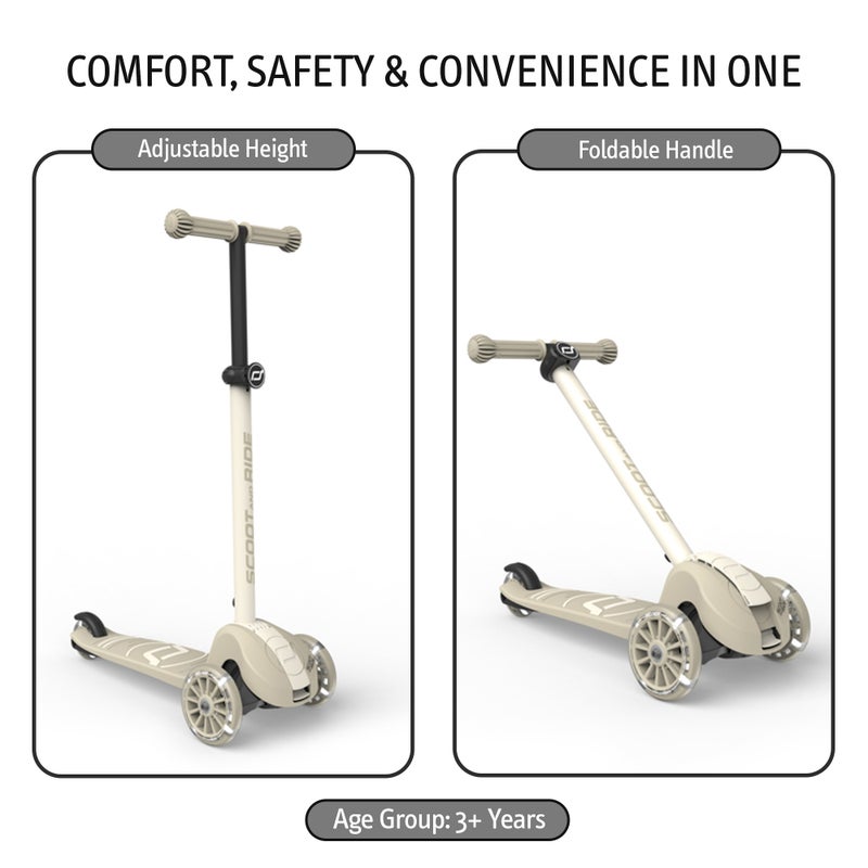 SCOOT AND RIDE Highwaykick 3S LED Ash – Adjustable 3-Wheel Kids Scooter with Light-Up Wheels, Foldable & Stable Design for Ages 3+ - Image 3