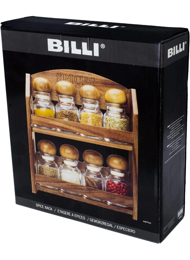 BILLI Billi spice bottles with rack - 8 pieces, brown/clear, aca-212/8