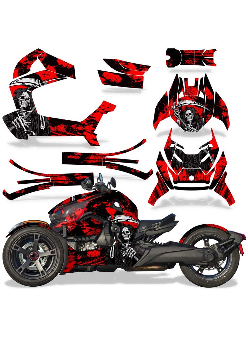 Wholesale Decals Wholesale Decals Roadster Graphics Full kit Sticker Decal Compatible with CanAm Ryker 20182025  Red Reaper V2 
