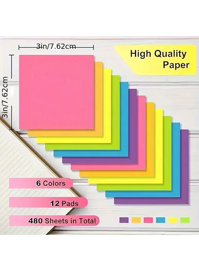 100 Pack Mixed Color Sticky Notes 3 Inch Self Adhesive Memo Pads for School Office - Image 2