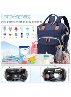 Hihonor Diaper Bag Backpack Baby Bag, Baby Girl Boy Diaper Bag for Dad Mom with Pad, 16 Pockets, Pacifier Case, Large Diaper Bag Unisex for Travel (Blue)  - Image 2