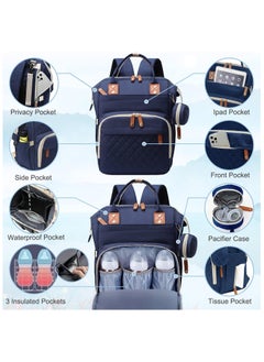Hihonor Diaper Bag Backpack Baby Bag, Baby Girl Boy Diaper Bag for Dad Mom with Pad, 16 Pockets, Pacifier Case, Large Diaper Bag Unisex for Travel (Blue)  - Image 3