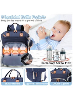 Hihonor Diaper Bag Backpack Baby Bag, Baby Girl Boy Diaper Bag for Dad Mom with Pad, 16 Pockets, Pacifier Case, Large Diaper Bag Unisex for Travel (Blue)  - Image 4