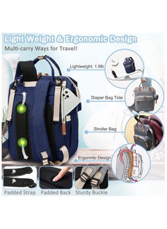 Hihonor Diaper Bag Backpack Baby Bag, Baby Girl Boy Diaper Bag for Dad Mom with Pad, 16 Pockets, Pacifier Case, Large Diaper Bag Unisex for Travel (Blue)  - Image 5