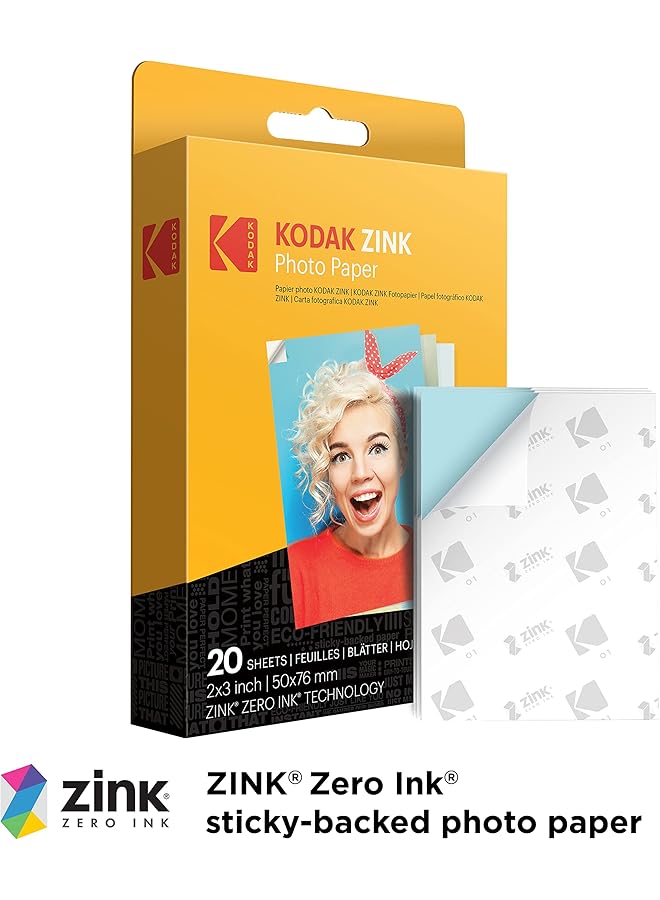 Kodak 2ʺX3ʺ Premium Zink Photo Paper 20 Sheets Compatible With Smile And Printomatic Not With Mini Shot Mini2  - Image 2
