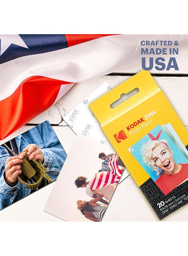 Kodak 2ʺX3ʺ Premium Zink Photo Paper 20 Sheets Compatible With Smile And Printomatic Not With Mini Shot Mini2  - Image 5