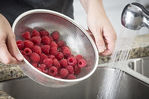 Harshiv Enterprise Colander Stainless Steel Homikit Kitchen Colander Strainer Set with Handle Perforated Metal Colanders for PastaVegetableSpaghettiFruit Healthy Dishwasher Safe - Image 3