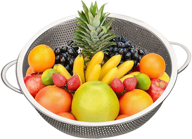 Harshiv Enterprise Colander Stainless Steel Homikit Kitchen Colander Strainer Set with Handle Perforated Metal Colanders for PastaVegetableSpaghettiFruit Healthy Dishwasher Safe - Image 2