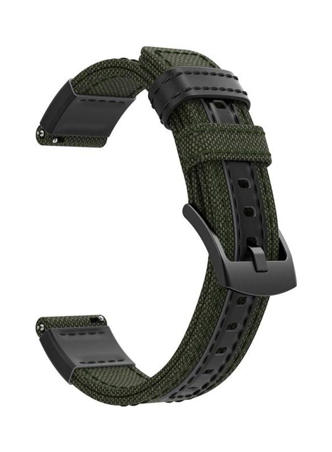 NIBEMINENT Canvas and Leather Wrist Strap Watch Band for Samsung Gear S2/Galaxy Active 42mm Green - Image 3