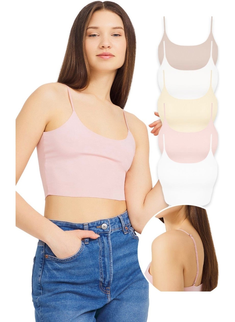 COTTONHILL Adjustable Thin Straps Laser Cut Crop Bustier 5 Pack  - Image 1