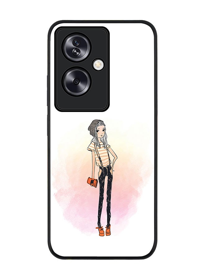 Stylizedd Rugged Black Edge Case for Oppo A79 5G, Slim fit Soft Case Flexible Rubber Edges Anti Drop TPU Gel Thin Cover - Hipster Chic - Image 1