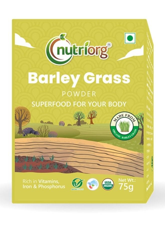 nutriorg - Barley Grass Powder – 75gm Barley Powder for Drinking Daily Greens Supplement - Image 1