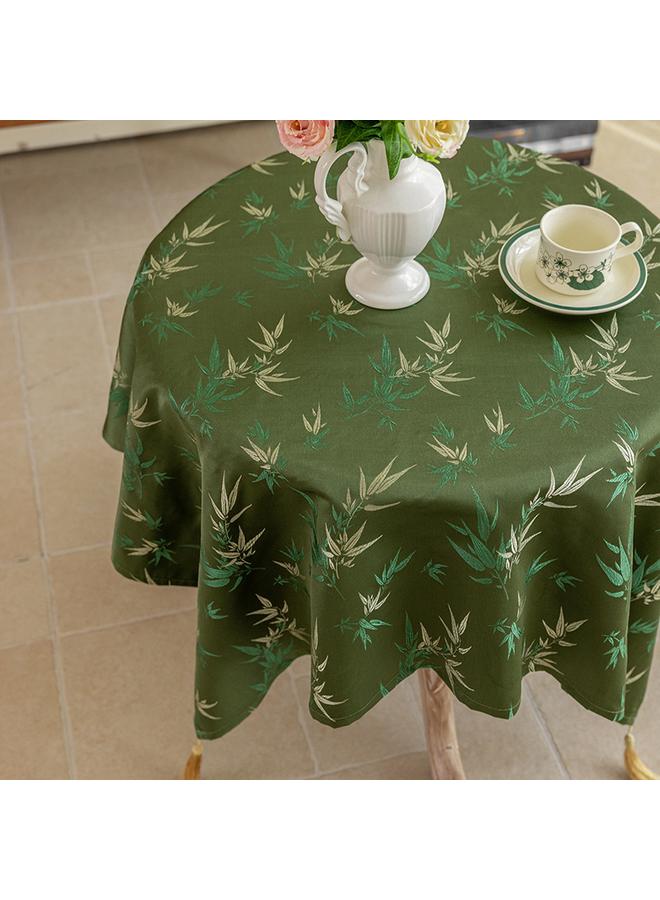 Bluejw Bamboo Pattern Classical Table Fabric Chinese Artistic Tablecloth Light Luxury Round Table Coffee Table Cover Retro Tassel Tablecloth - Image 3