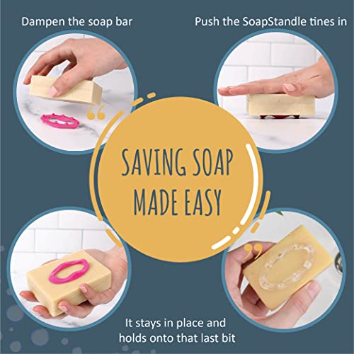 SoapStandle Bar Soap Gripper No Goo or Mess Soap Holder for Bath and Showers 2 Pack, Blue - Image 5