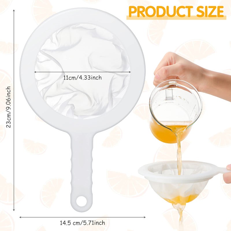 Zopeal 2 Pcs 9" Ultra Fine Mesh Strainer Nylon Food Juice Strainer Yogurt Sieve Plastic Colander with Handle Mini Brine Shrimp Separation Net for Kitchen(300/400 Mesh) - Image 2