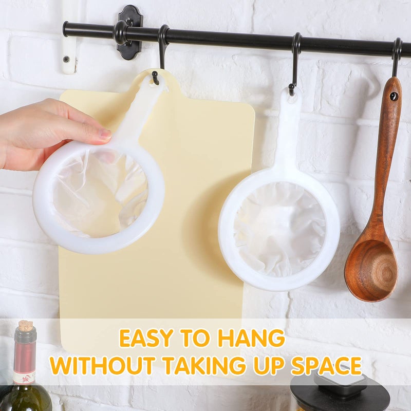 Zopeal 2 Pcs 9" Ultra Fine Mesh Strainer Nylon Food Juice Strainer Yogurt Sieve Plastic Colander with Handle Mini Brine Shrimp Separation Net for Kitchen(300/400 Mesh) - Image 5