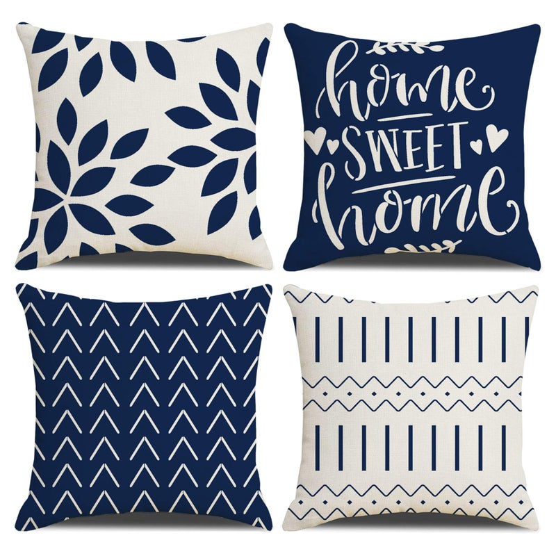 Throw Pillow Covers 16x16 Inch  Pillow Covers 16x16 Squar Pillow Covers Set of 4 Boho Modern Farmhouse Neutral Decorative Pillowcases Linen Cushion Case for Couch  Bed  Home Decor